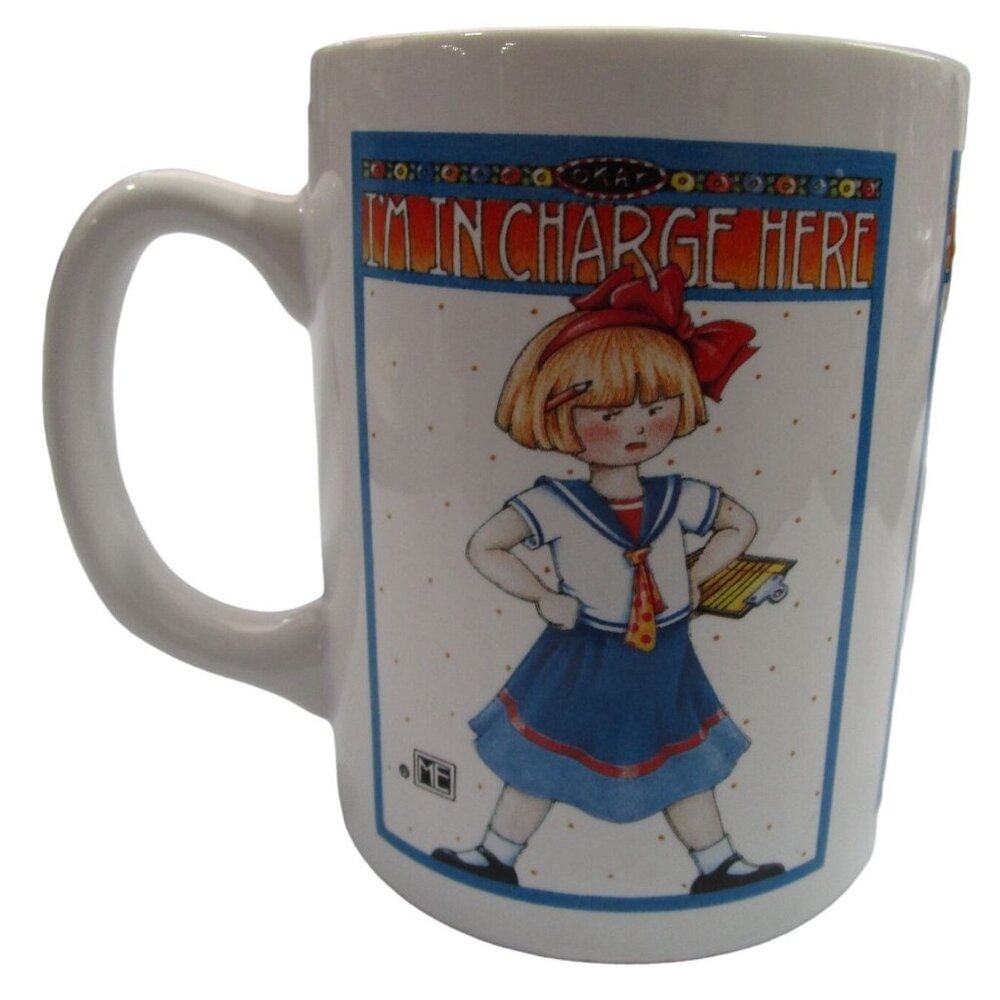 ME Ink Mary Engelbreit I'm In Charge Here Coffee Vintage Mug GUC